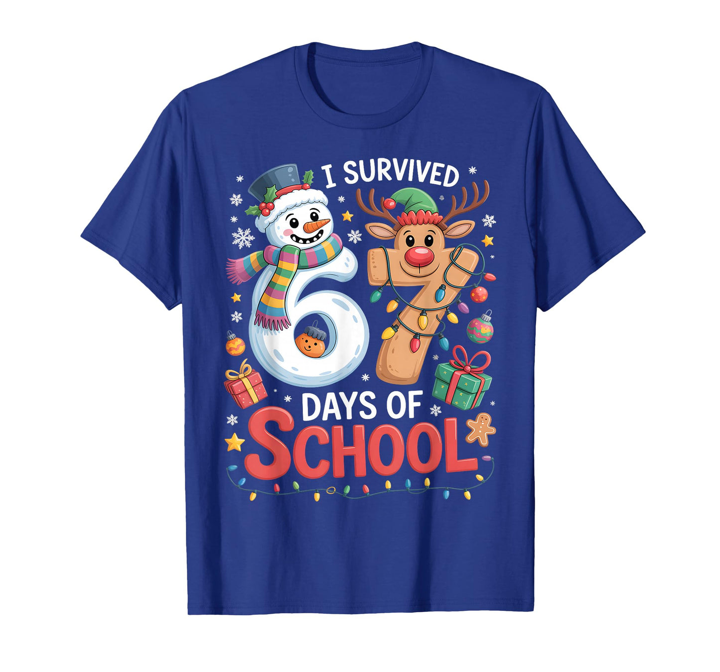 I Survived 67 Days of School Funny Meme Six Seven Christmas T-Shirt