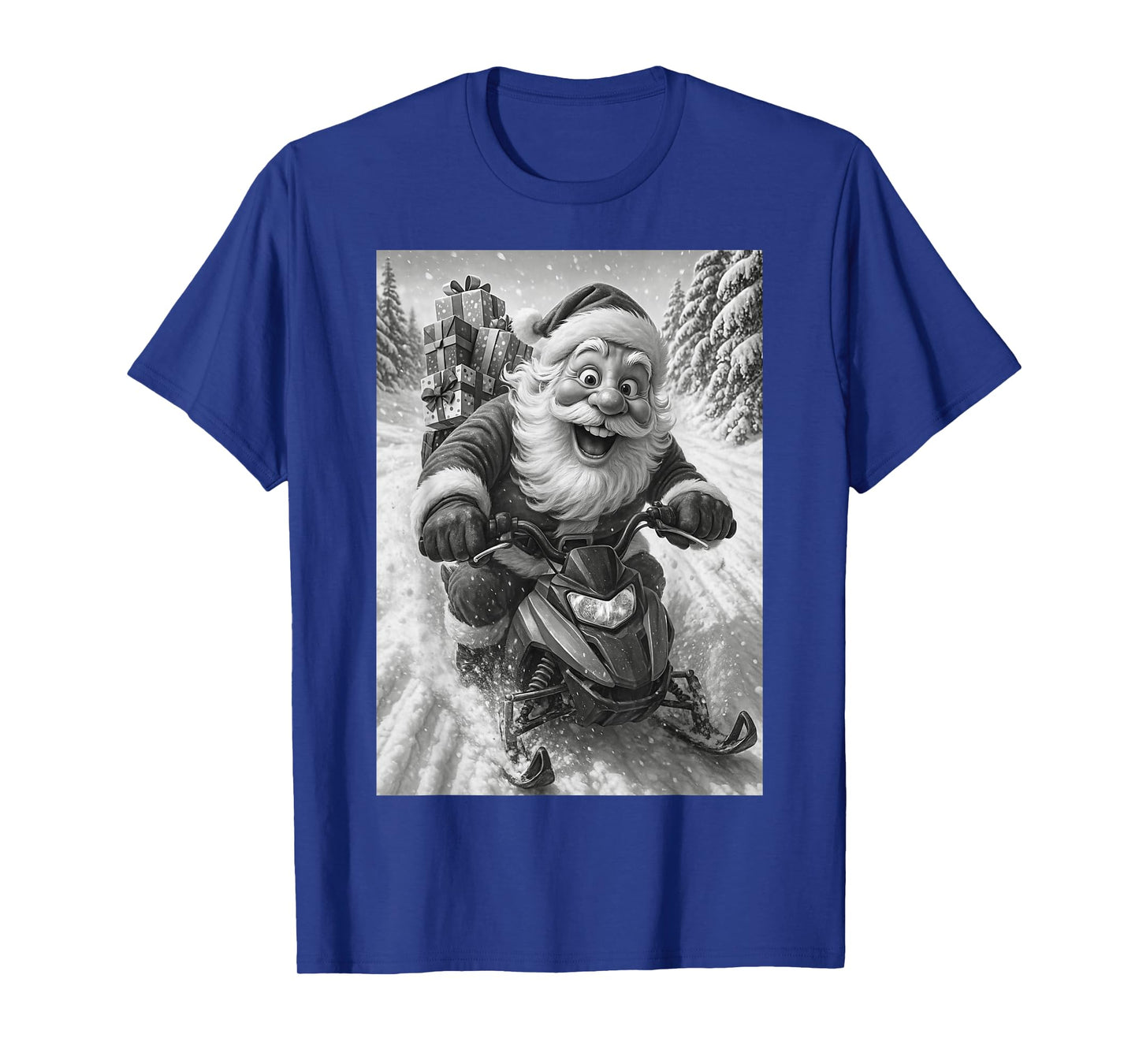 Funny Santa Snowmobile Merry Christmas T-Shirt