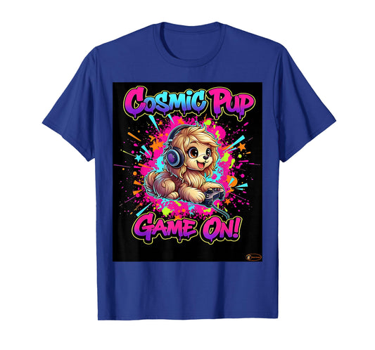 Cosmic Pup Game On - Cute Dog Gamer Design T-Shirt