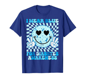 I Wear Blue for Diabetes Awareness Month Smile Face Diabetic T-Shirt