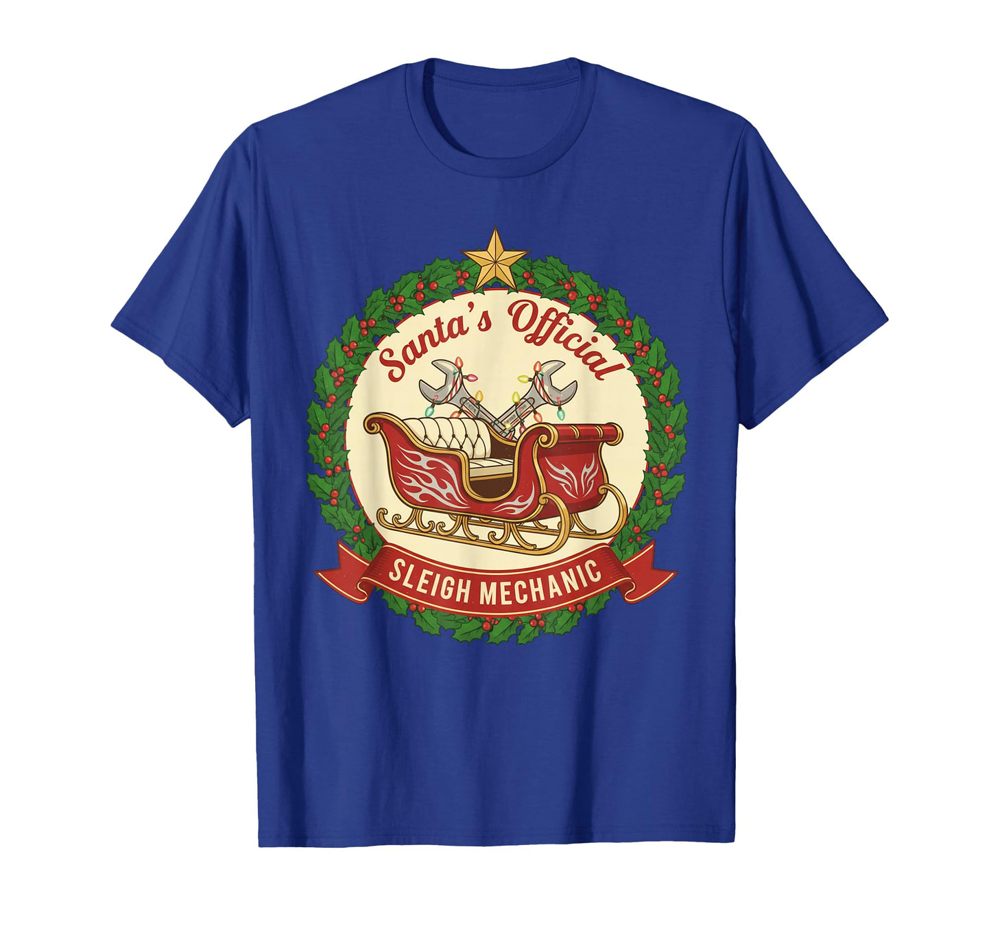 Santa's Sleigh Mechanic Funny Christmas Mechanic Graphic T-Shirt