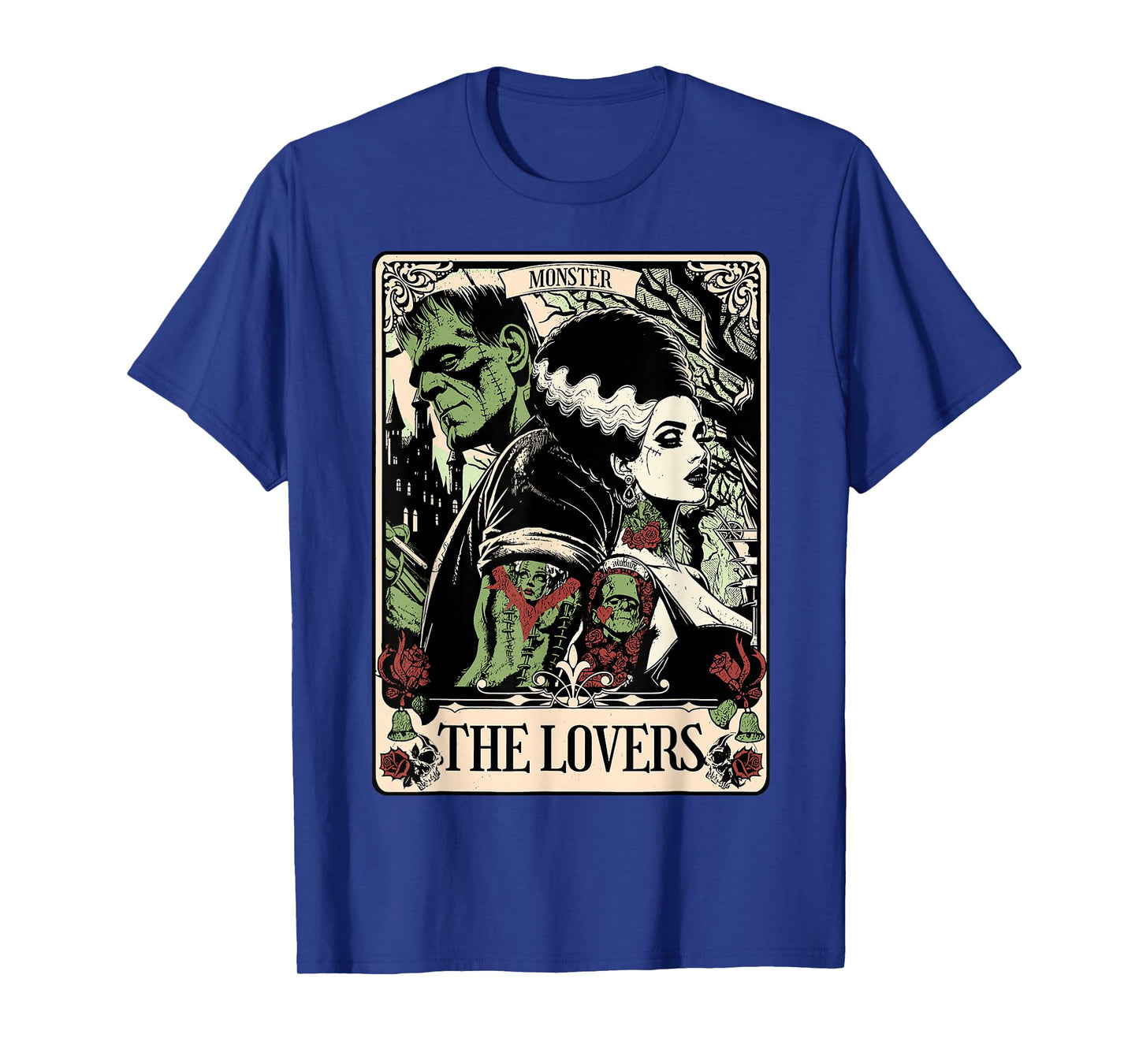 Halloween The Monster and Bride The Lovers Tarot Card T-Shirt