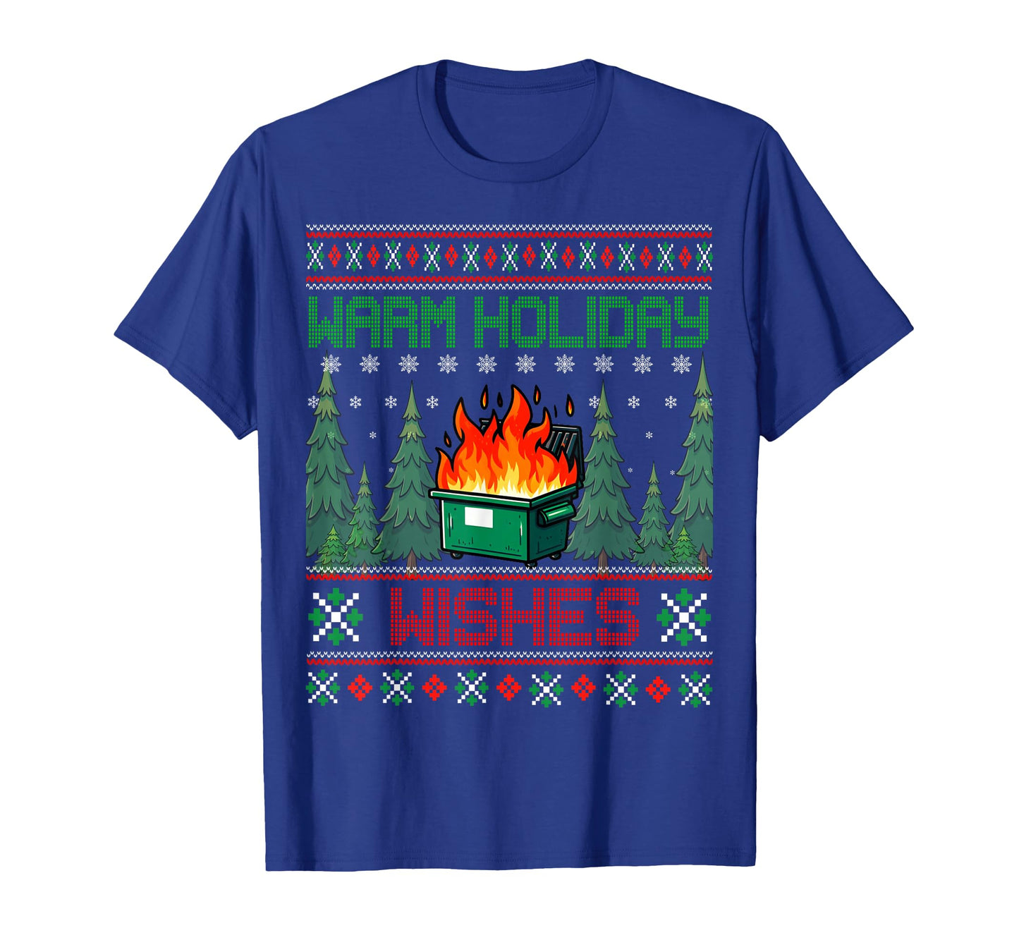 Warm Holiday Wishes Christmas Lights Sweater Dumpster Fire T-Shirt