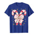 Cute Pink Coquette Bow Candy Cane Christmas Girls Women Kids T-Shirt