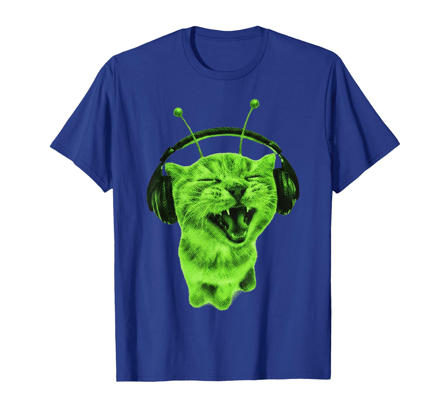 Y2K Alien Cat Meme Silly Cute Headphones Space Kitty Funny T-Shirt