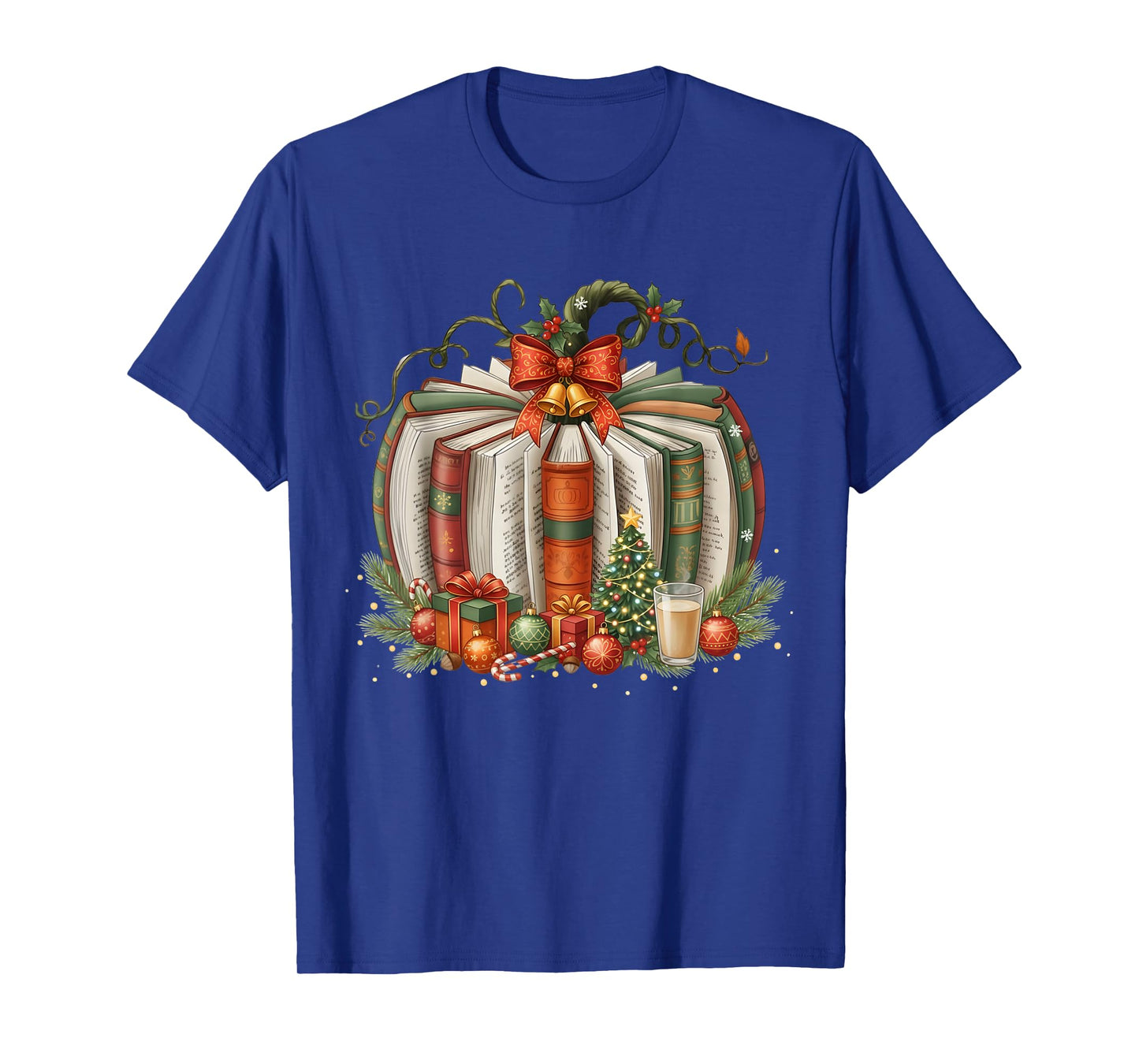 Christmas Book Pumpkin Reading Holiday Lovers Teacher T-Shirt