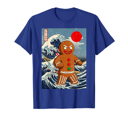 Gingerbread-Zilla Vintage Japanese Art Funny Christmas Xmas T-Shirt