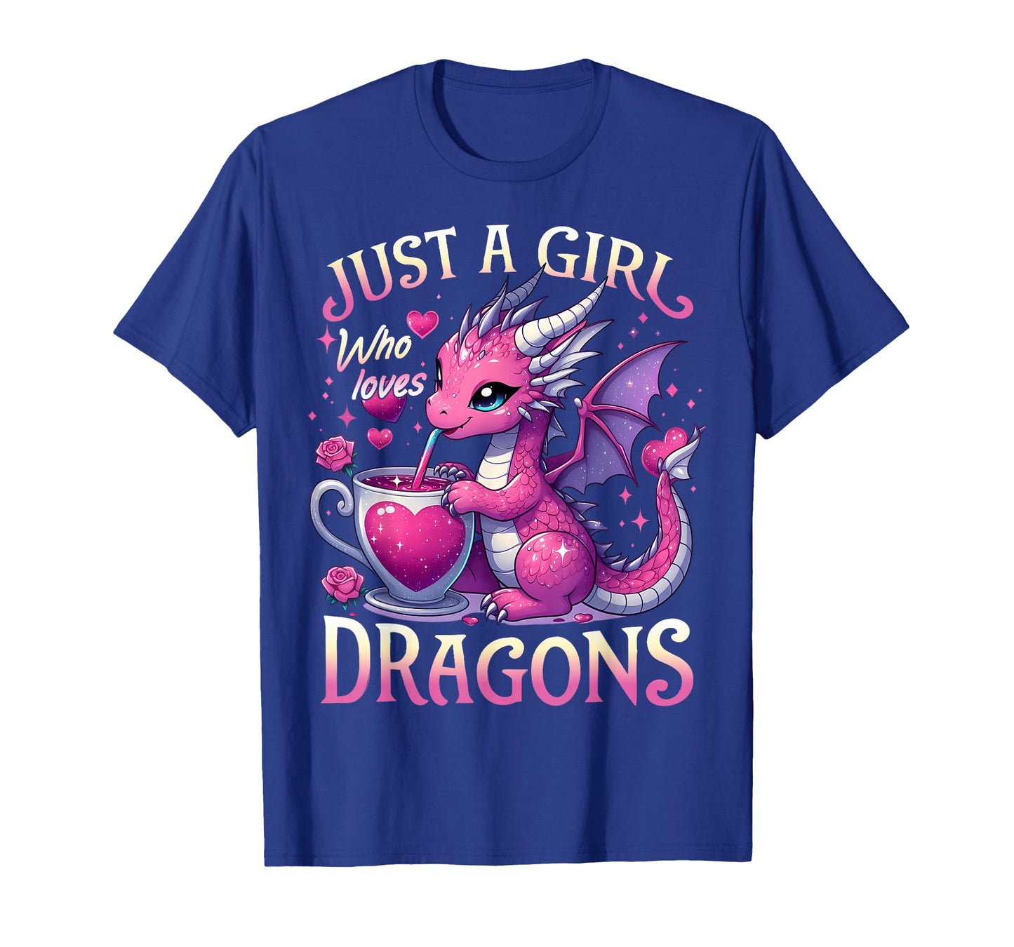 Just A Girl Who Loves Dragons Cute Pink Dragon Heart T-Shirt