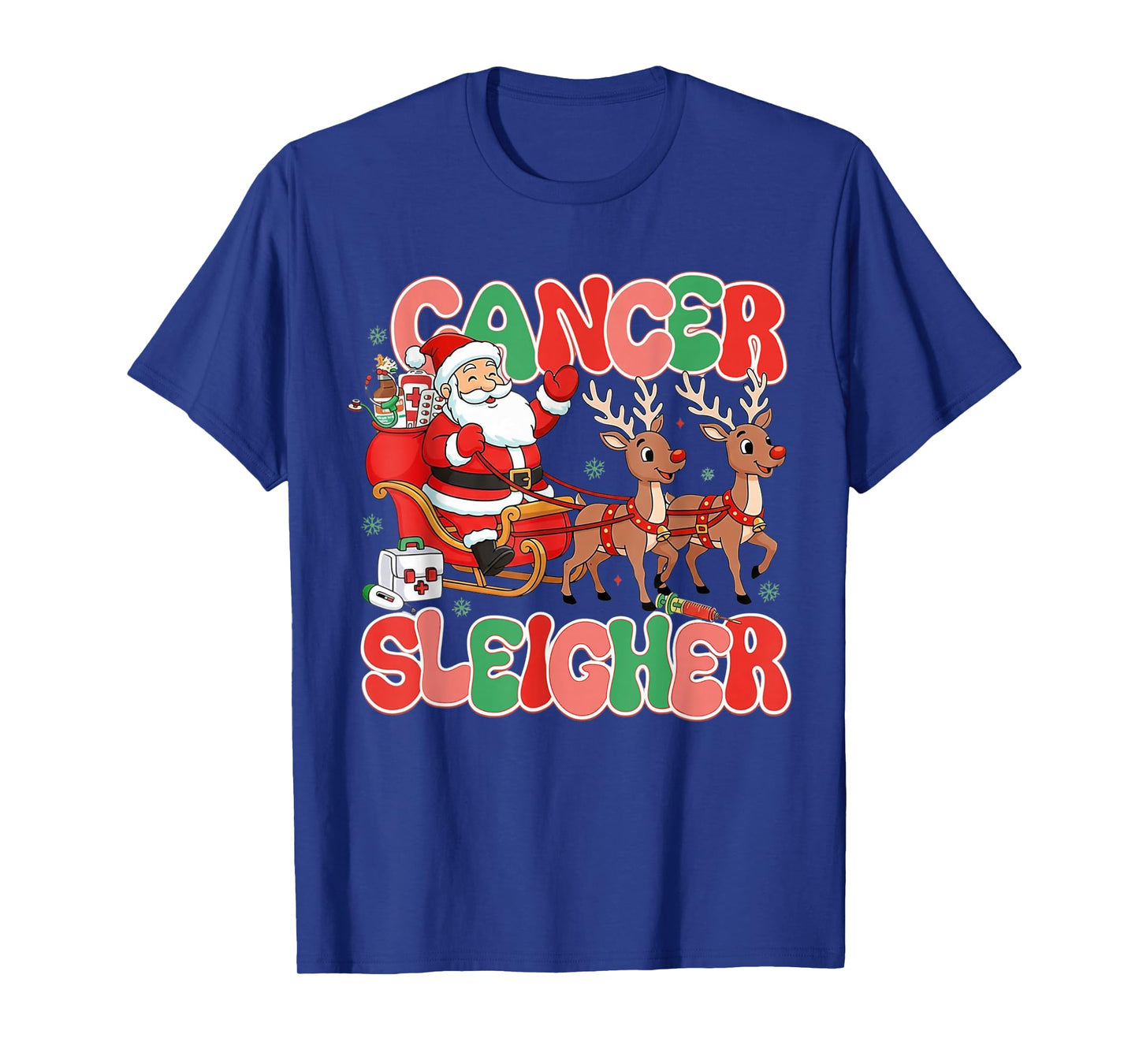 Cancer Sleigher Breast Cancer Awareness Christmas Pink T-Shirt