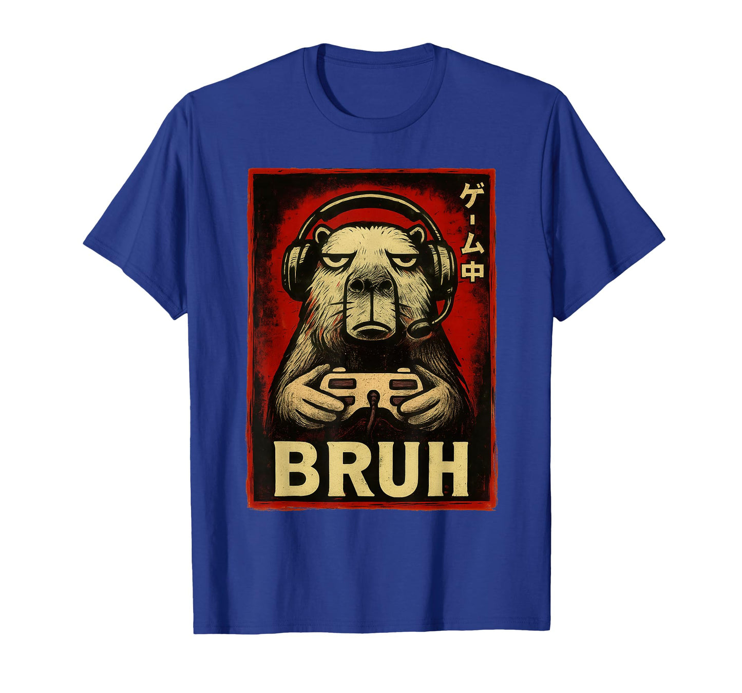 Funny Capybara Gamer Bruh Graphic Tee Men Boys Teens Gaming T-Shirt