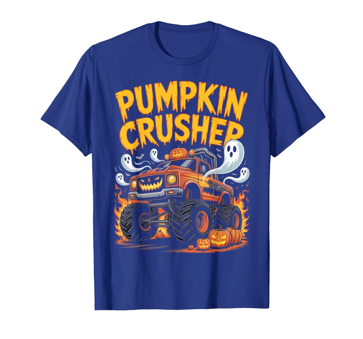 Pumpkin Crusher Monster Truck Ghosts Halloween for Boys T-Shirt