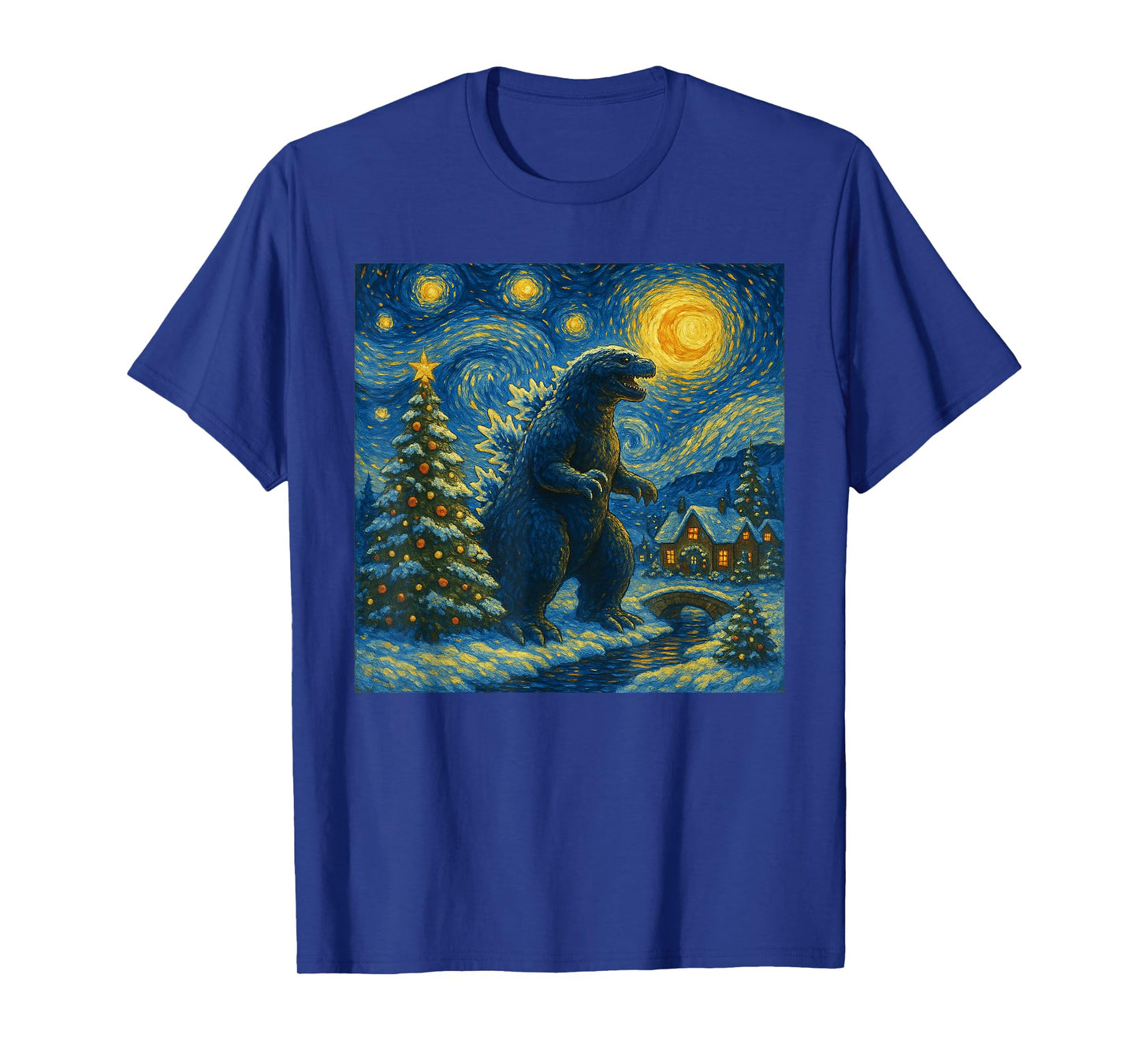 Kaiju Christmas Van Gogh Starry Night Japanese Monster T-Shirt