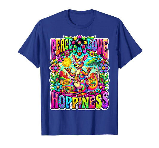 Retro Groovy Peace Love Hoppiness Roo and Joey Colorful Fun T-Shirt