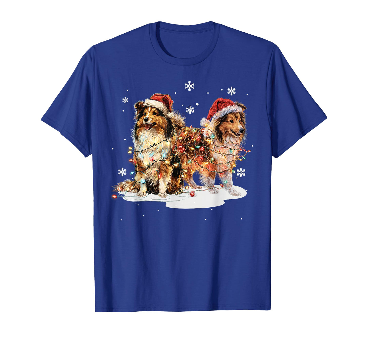 Cute Shetland Sheepdog Dog Christmas Lights Xmas Holidays T-Shirt