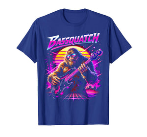 Bassquatch, Synthwave Bigfoot Bass Guitar Sasquatch T-Shirt