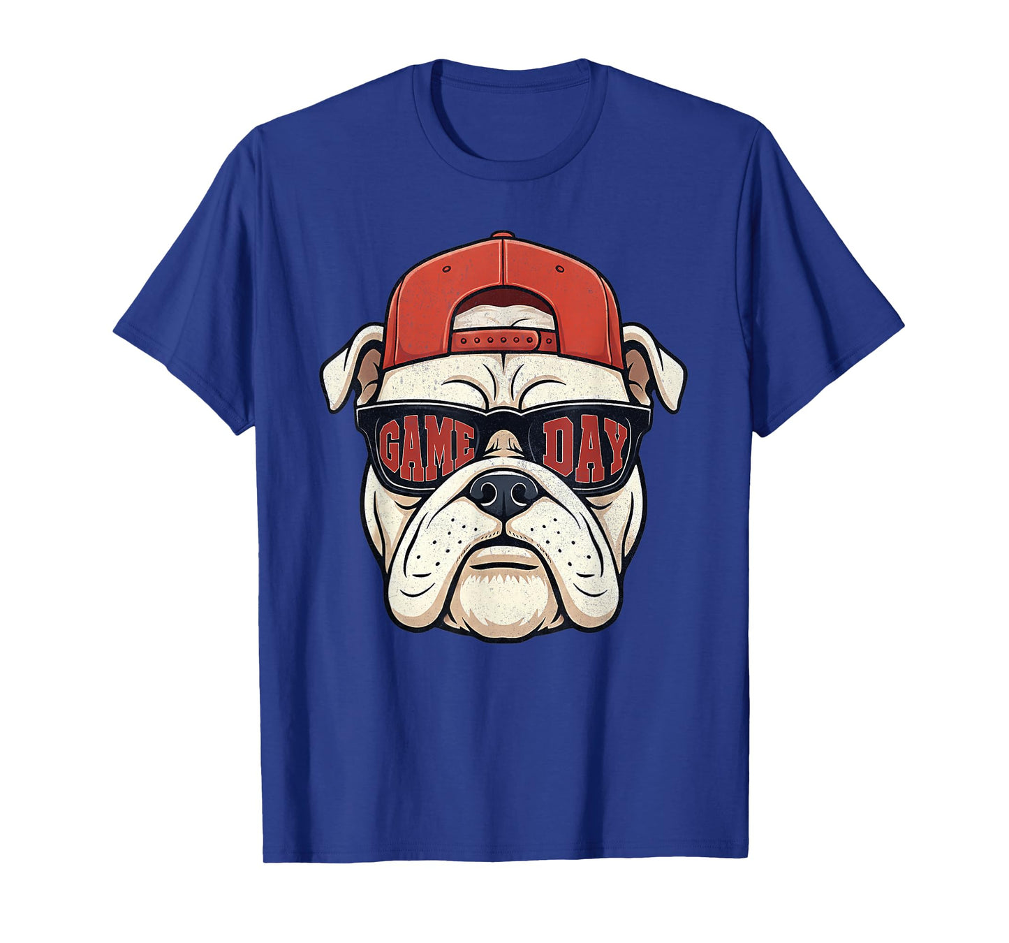 Bulldog Animal Graphic with Cap and Sunglasses T-Shirt
