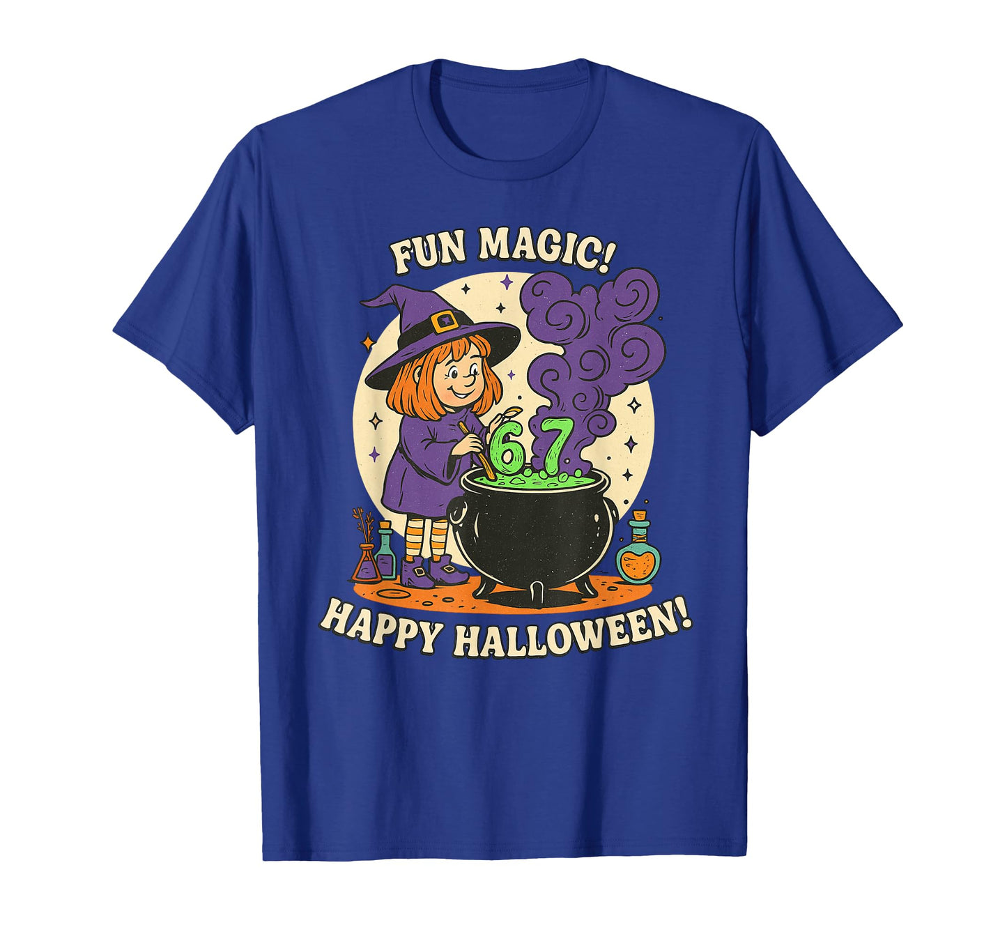 Funny 6 7 Halloween Costume Witch Cute Retro Fun Magic Meme T-Shirt