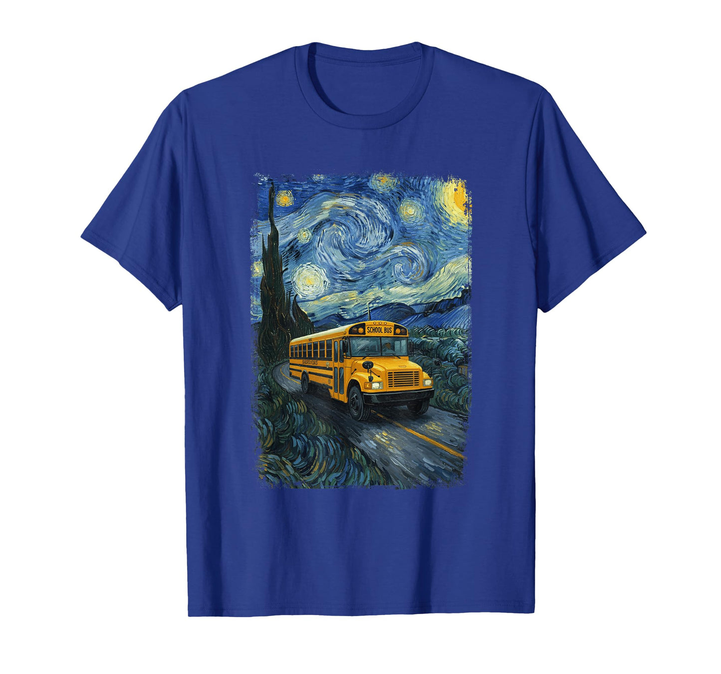School Bus Van Gogh Starry Night Bus Driver T-Shirt