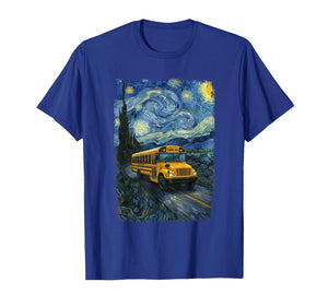 School Bus Van Gogh Starry Night Bus Driver T-Shirt
