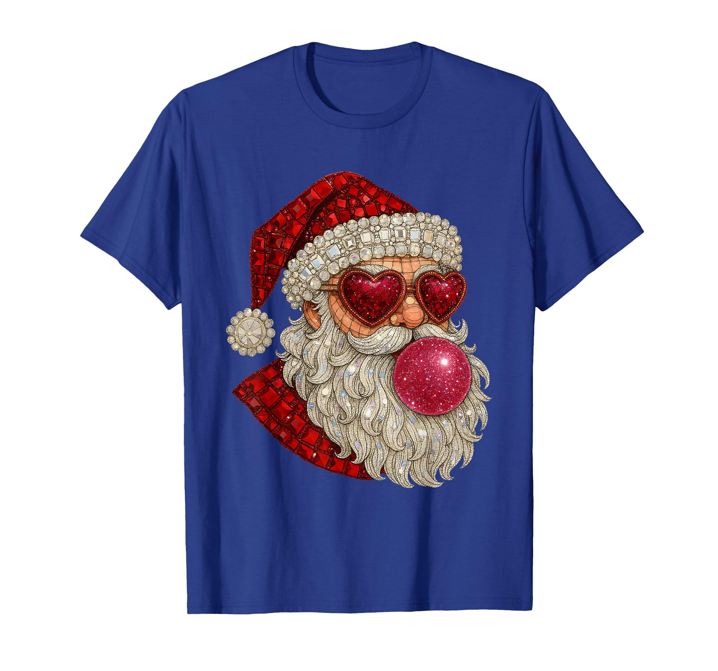 Glam Santa Bubblegum Heart Glasses Xmas T-Shirt
