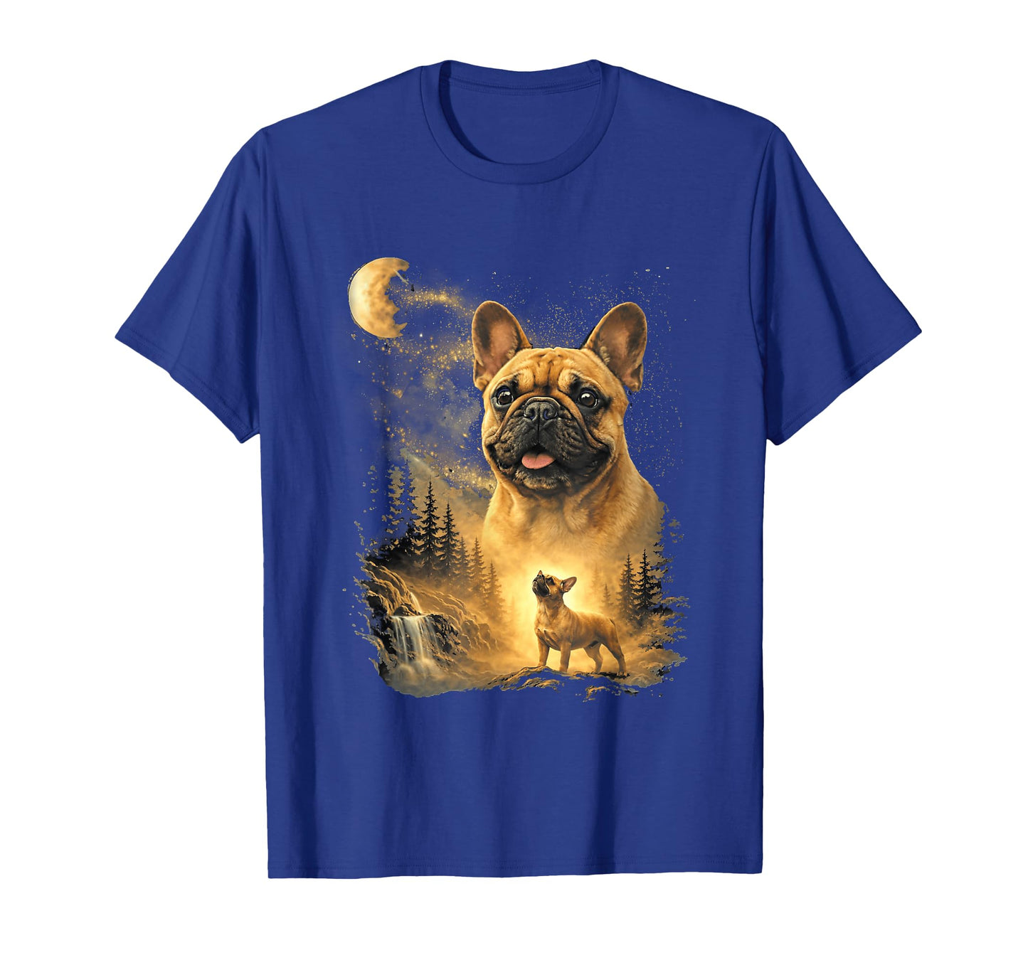 French Bulldog Howling to The Moon Vintage Dog Art T-Shirt