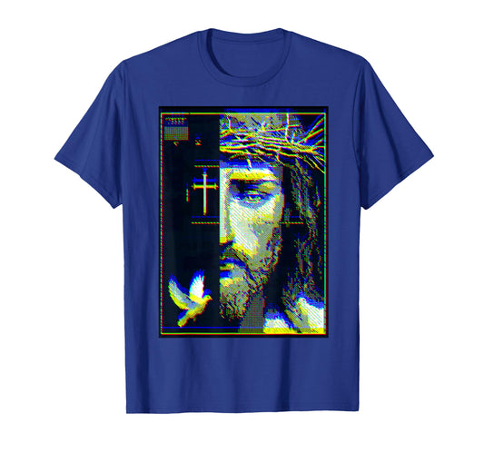 Jesus Christ Glitch Dove Crucifix Streetwear T-Shirt