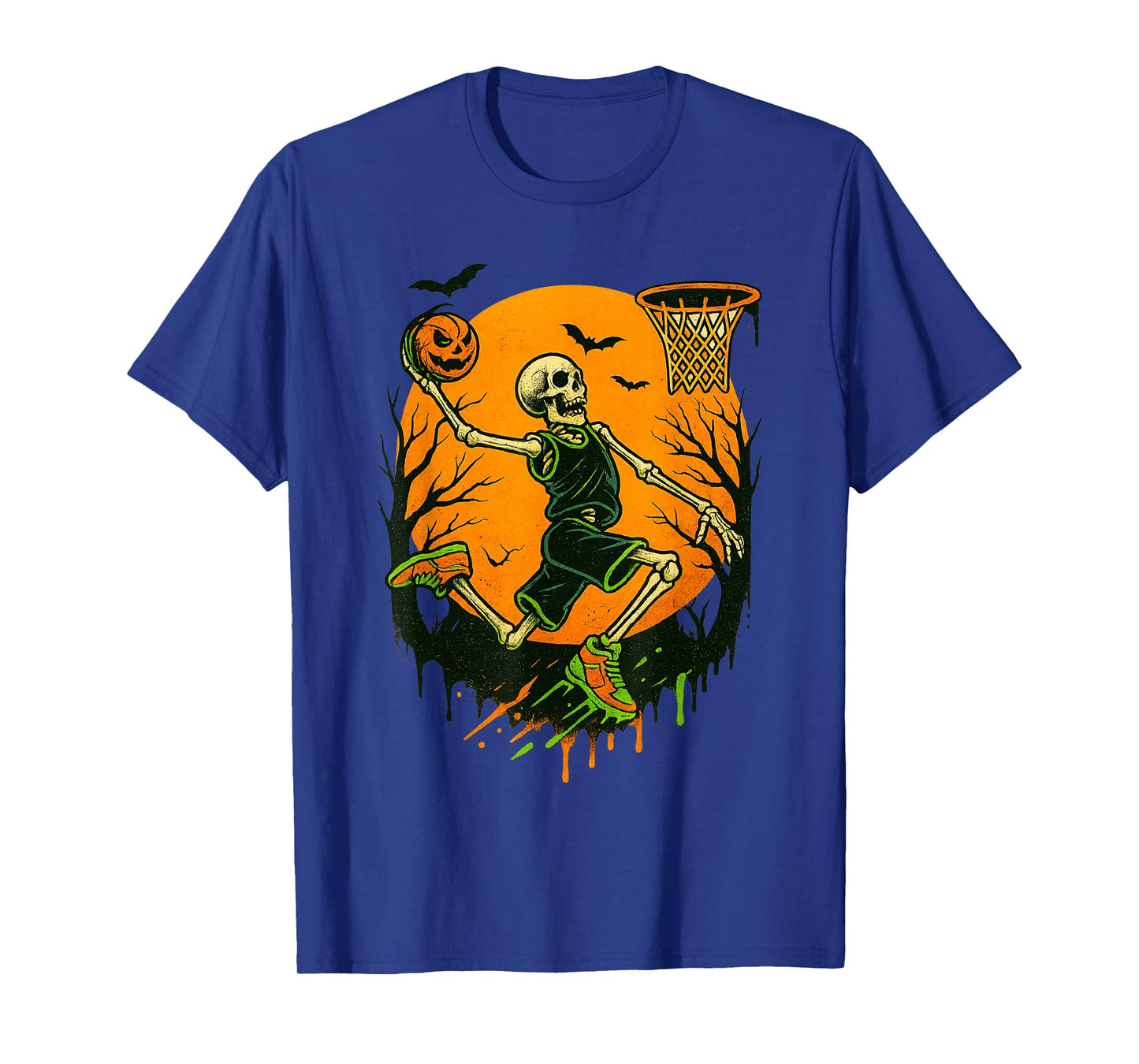Spooky Basketball Halloween Costume Skeleton Player Boys T-Shirt