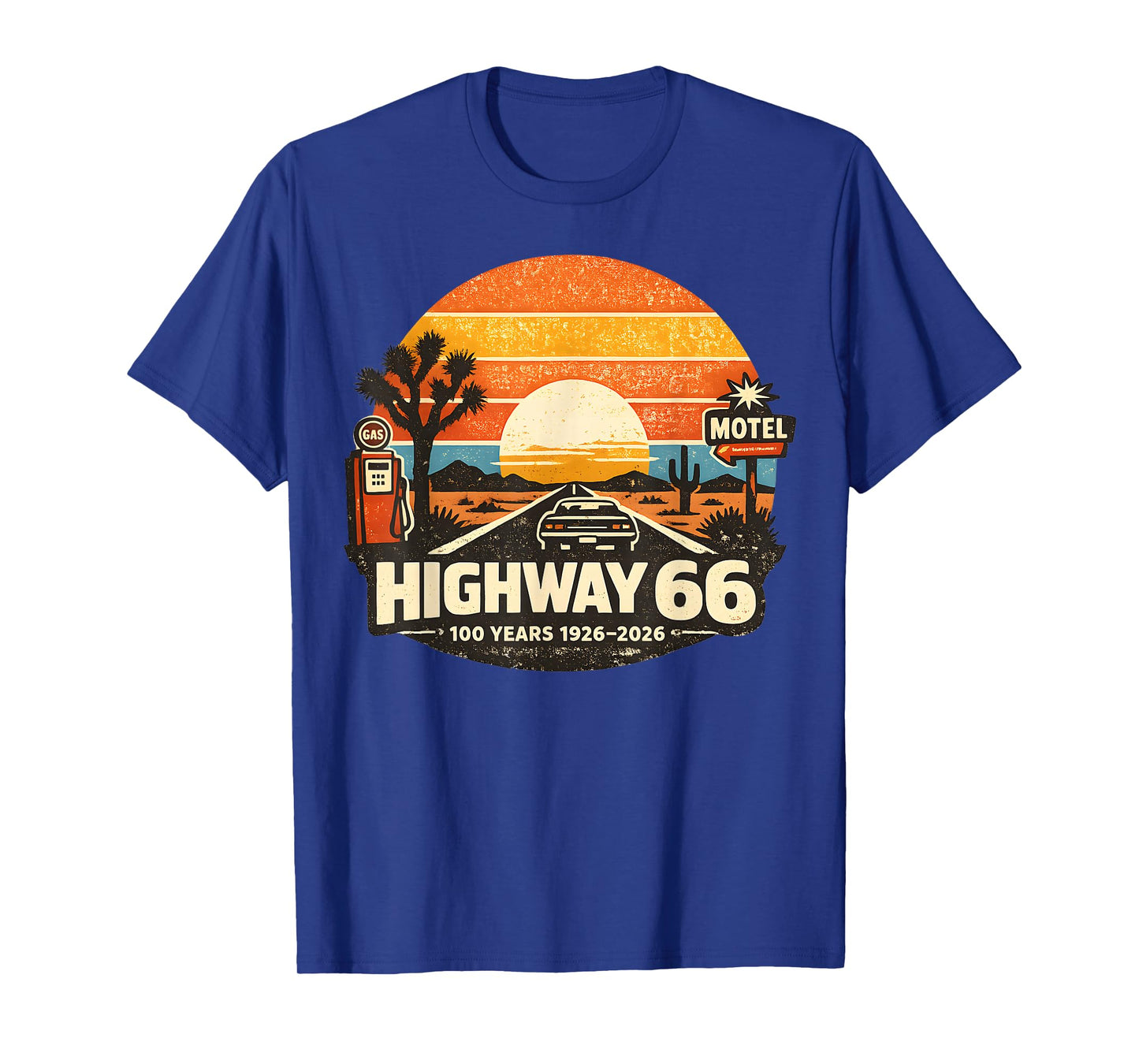 Highway 66 100 Years 1926-2026 Classic Car Lover Anniversary T-Shirt