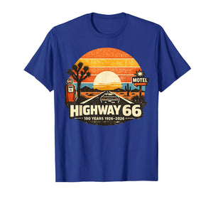 Highway 66 100 Years 1926-2026 Classic Car Lover Anniversary T-Shirt