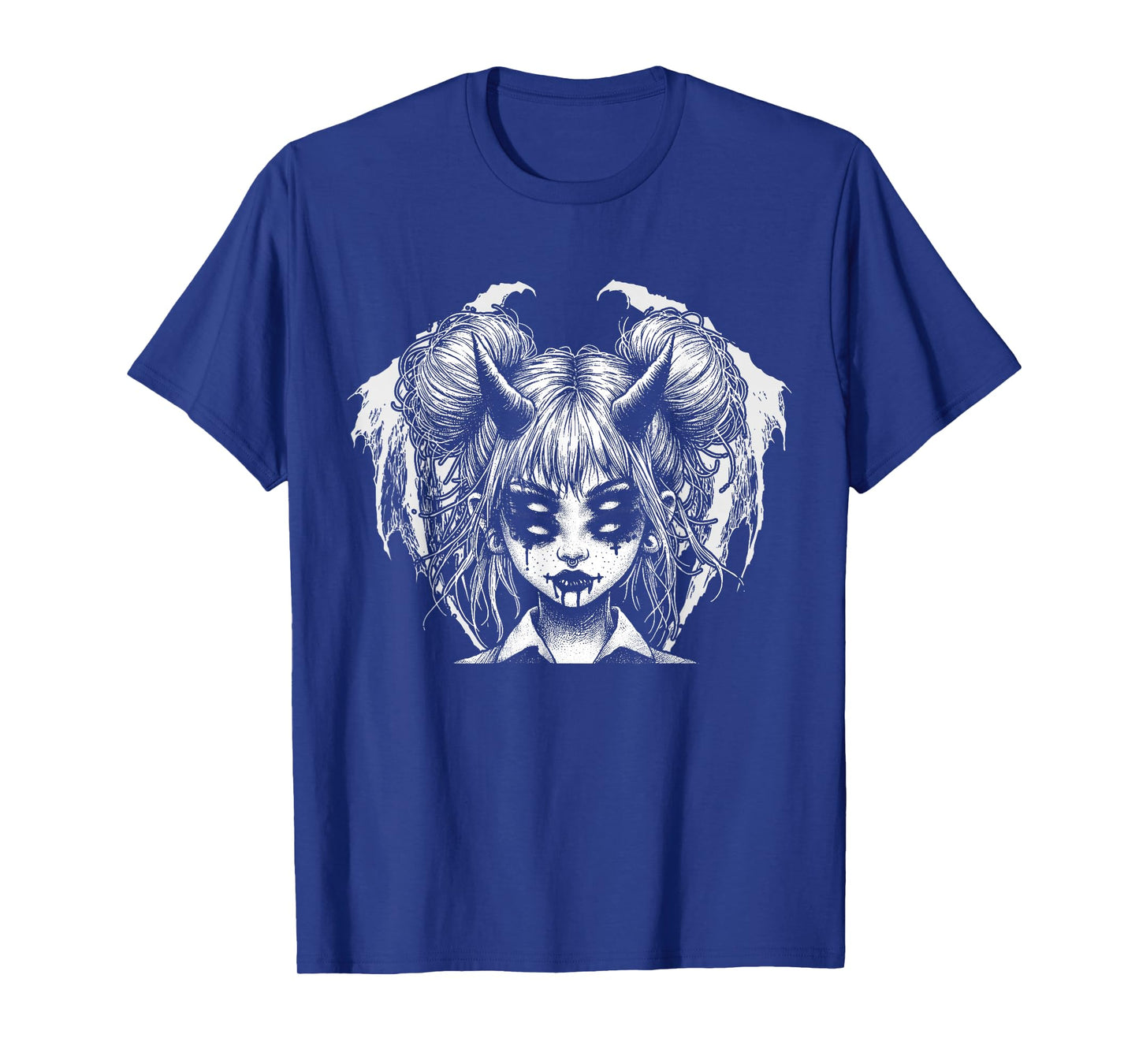 Satanic Devil Halloween Horned Girl Goth Glitch T-Shirt