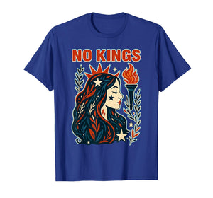 No Kings Retro Patriotic Woman Liberty Womens T-Shirt