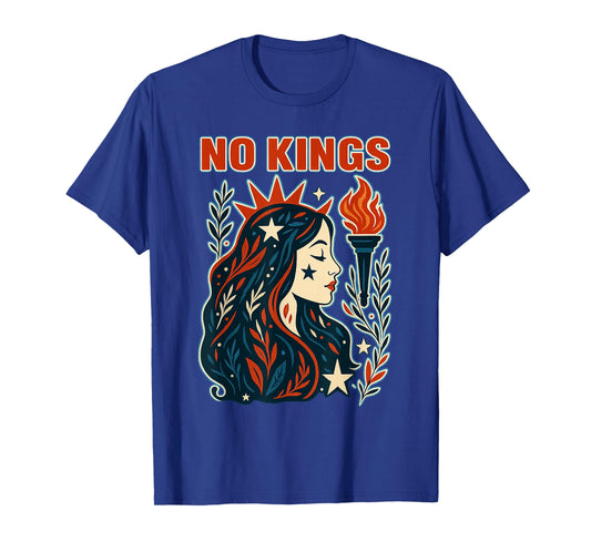 No Kings Retro Patriotic Woman Liberty Womens T-Shirt