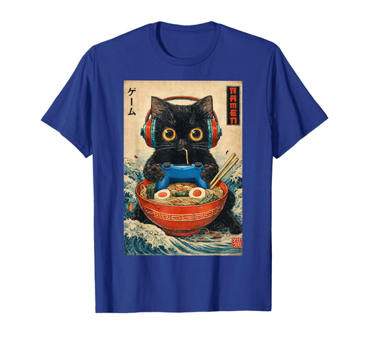 Cat Ramen Japanese Funny Graphic Tees Kawaii Cat Anime Gifts T-Shirt