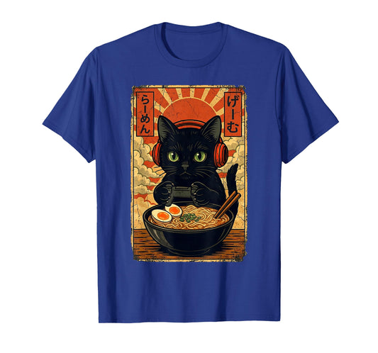 Cat Gamer Gifts Men Anime Kawaii Funny Gaming Headset Cat T-Shirt