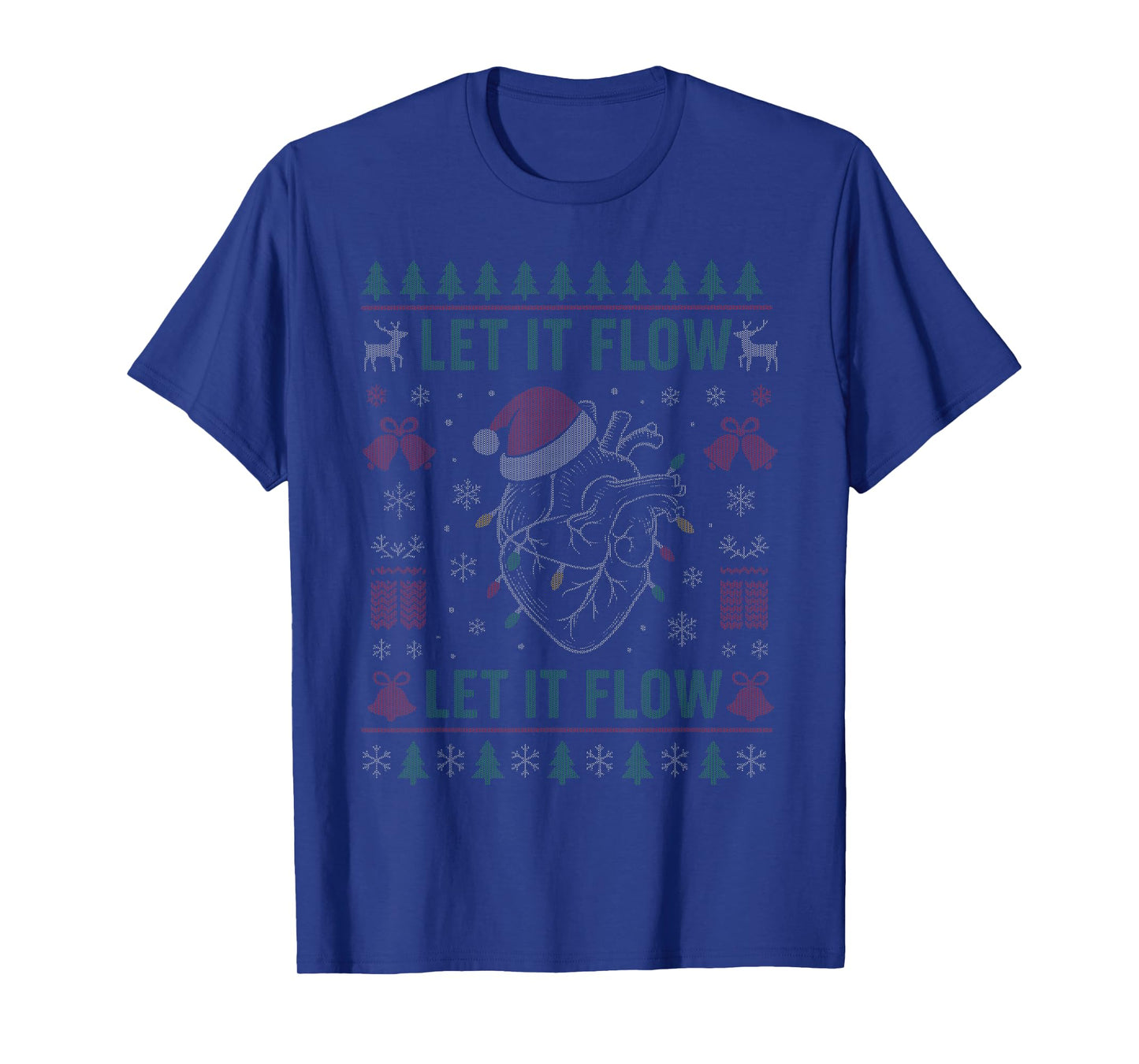 Let It Flow Anatomy Heart Cardiac Nurse Santa Ugly Christmas T-Shirt