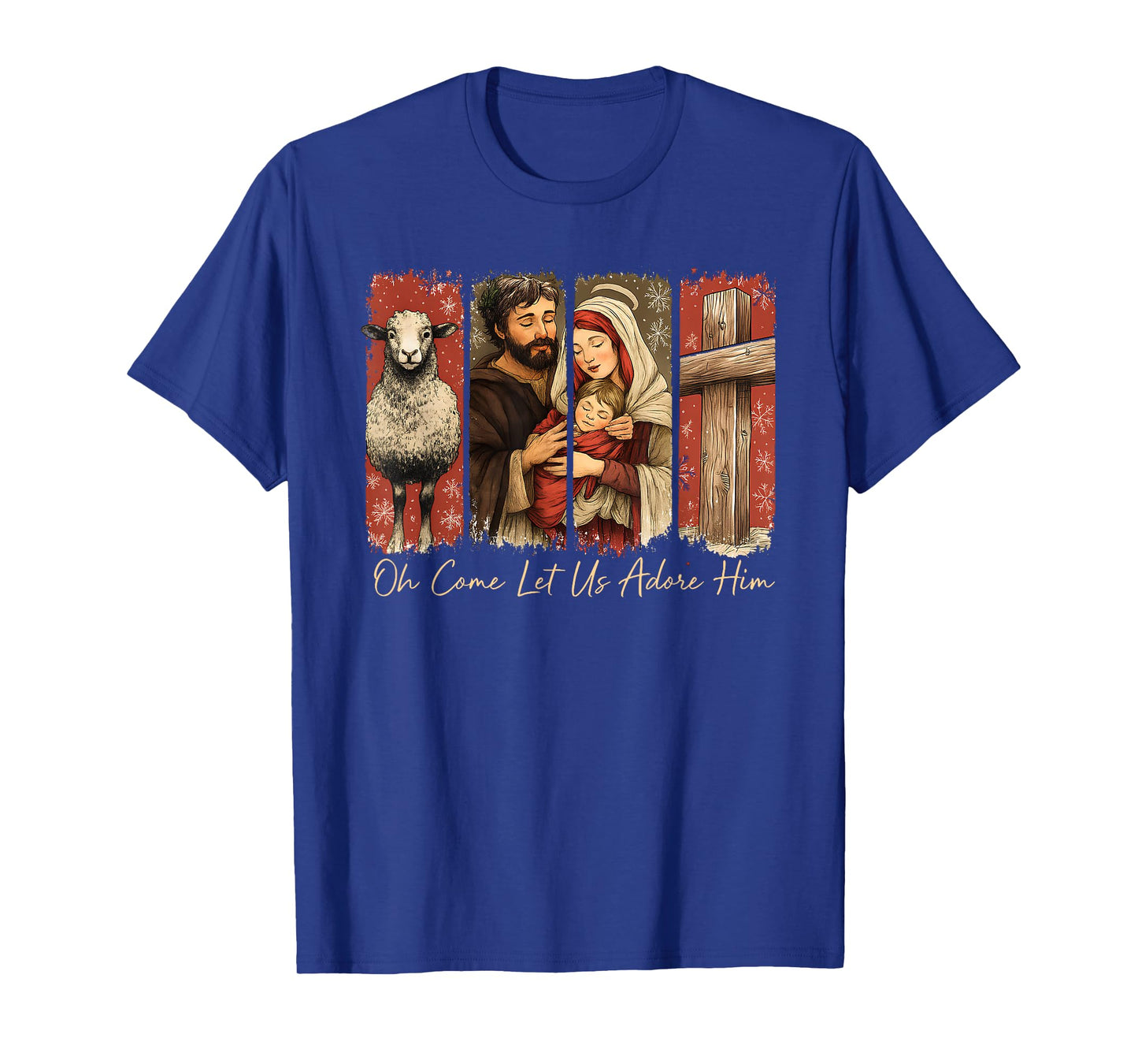 Oh Come Let Us Adore Him Nativity Holy Christian Christmas T-Shirt