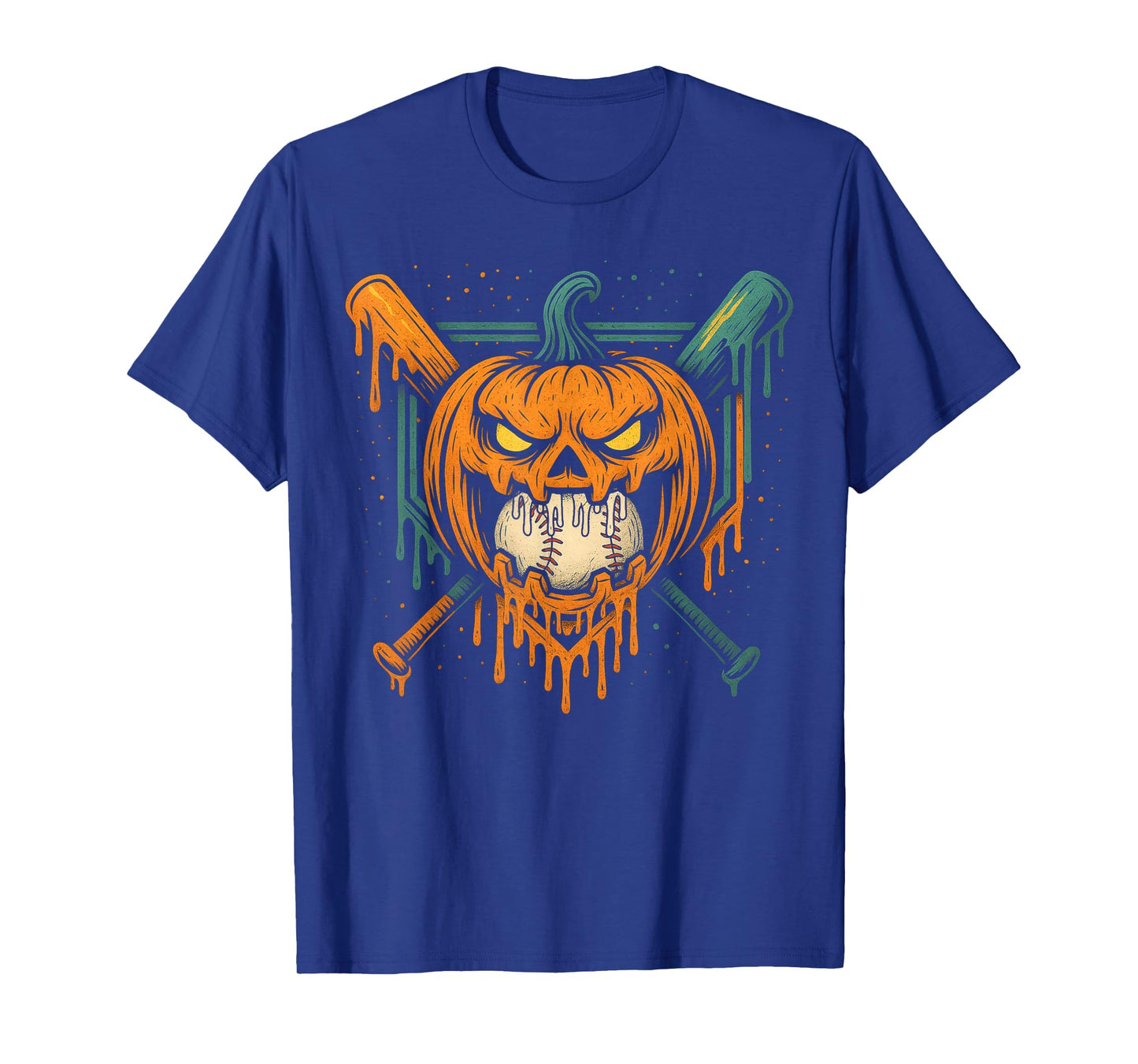 Pumpkin Halloween Baseball Ice Cream Drip Spooky Boys Youth T-Shirt
