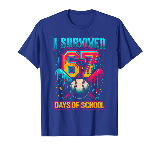 I Survived 67 Days of School Baseball Drip Six Seven Meme T-Shirt