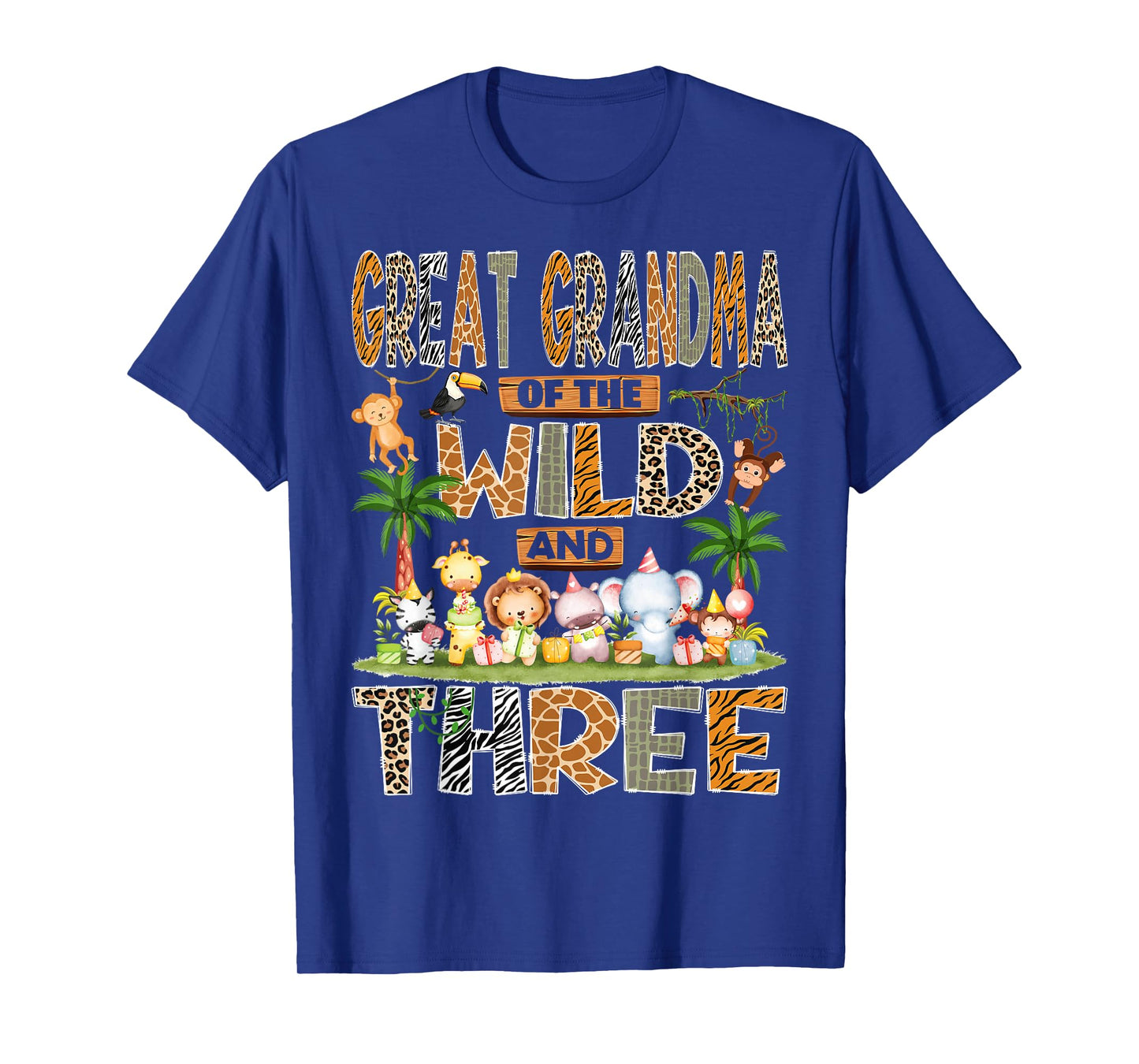 Great Grandma of The Wild & Three 3rd Birthday Boy Safari T-Shirt
