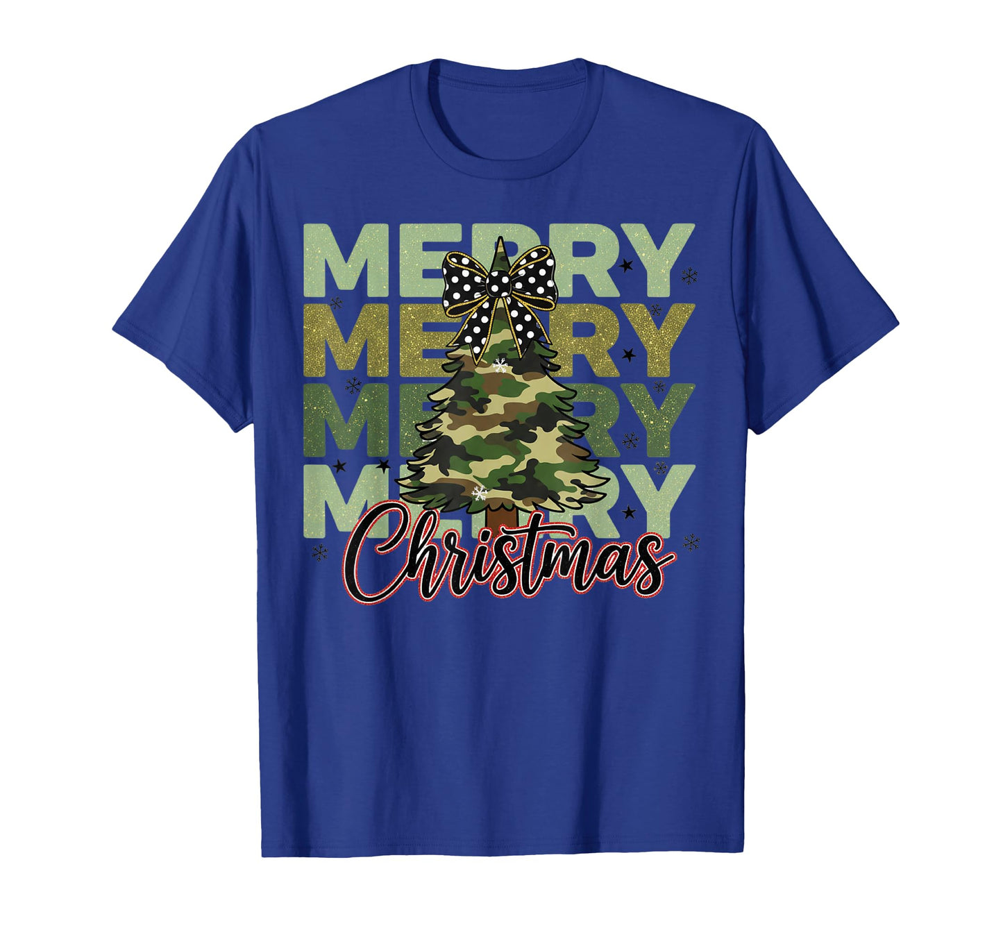 Camo Merry Christmas Camouflage Christmas Tree Coquette Bow T-Shirt