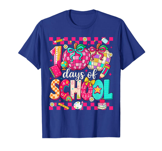 100 Days of School Disco Ball Teacher Girls Coquette T-Shirt