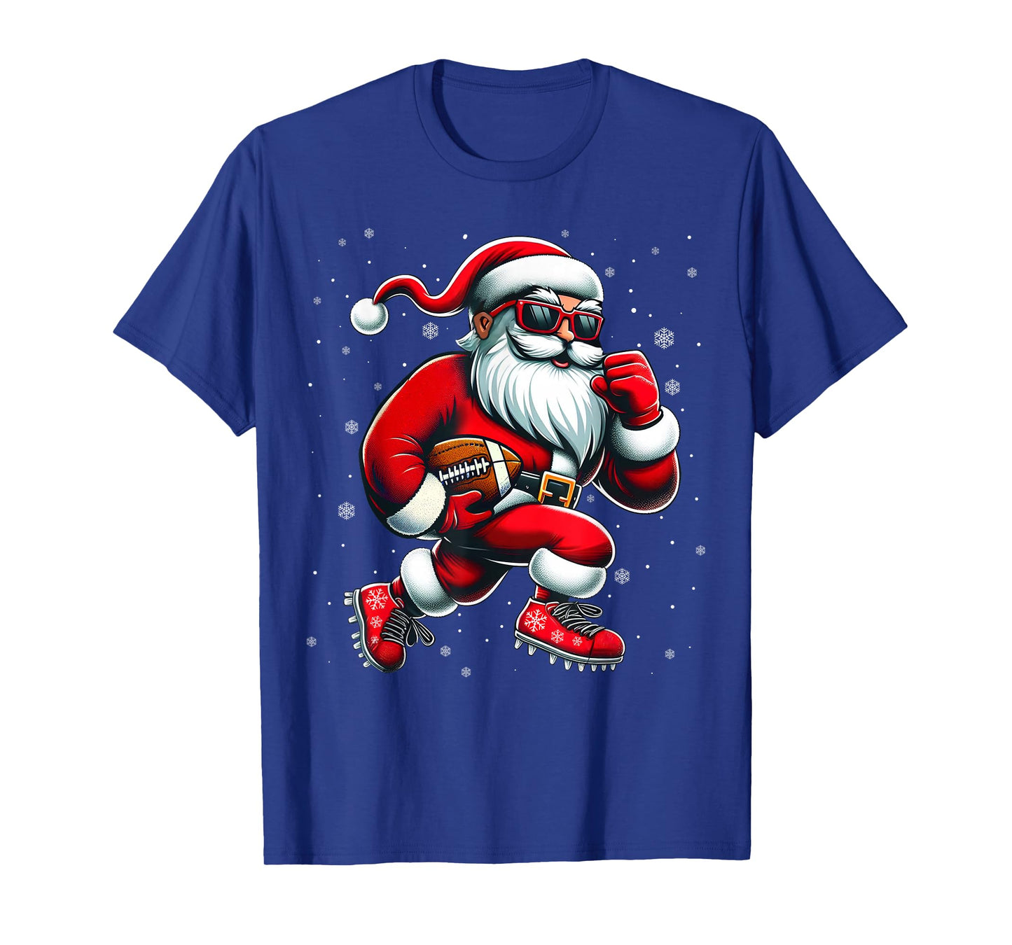 Santa Playing Football Men Boys Christmas Football Players T-Shirt