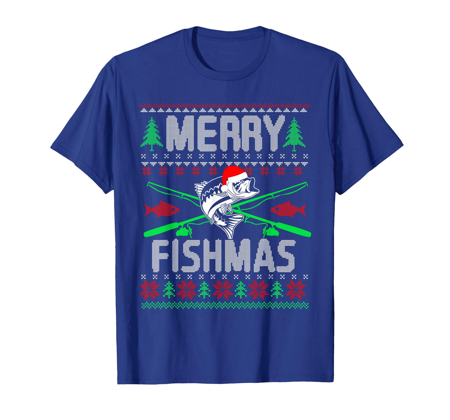 Merry Fishmas Bass Fish Fishing Christmas Ugly Sweater Xmas T-Shirt