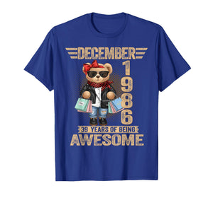39 Year Old December 1986 Teddy Bear 39th Birthday Women T-Shirt