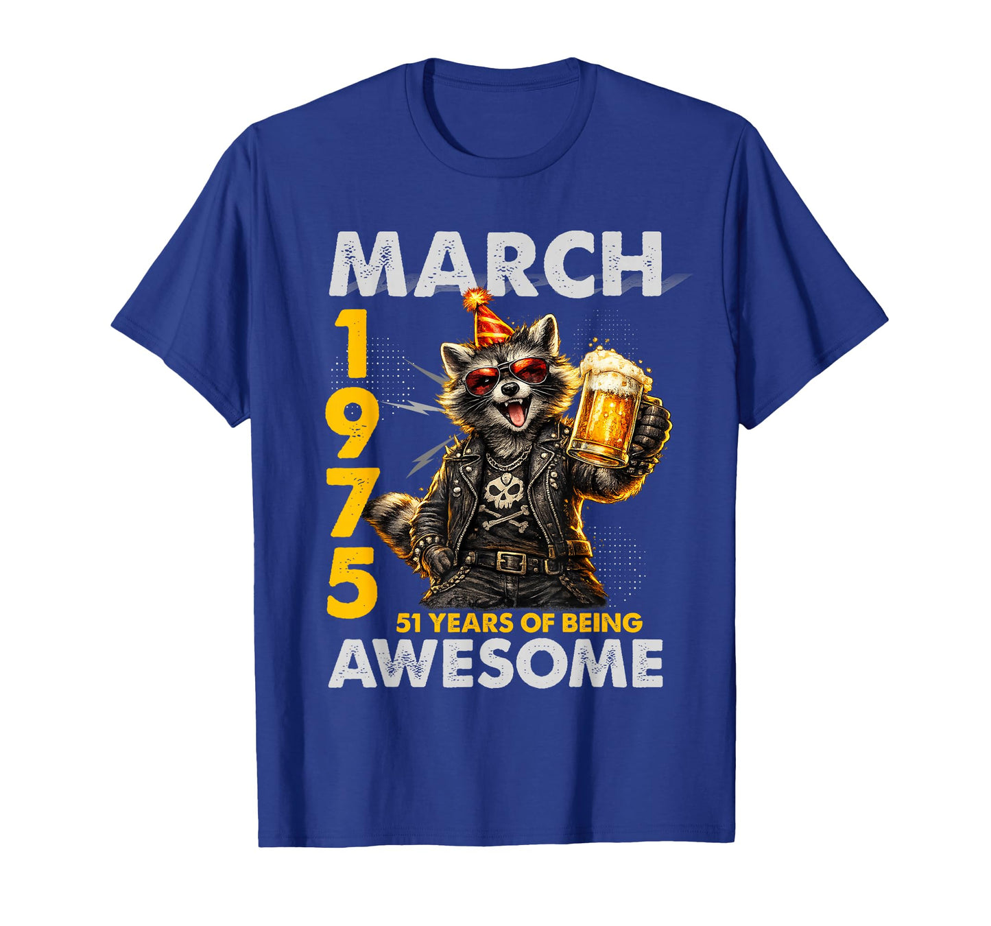 51st Birthday Raccoon Beer March 1975 Vintage 51 Years Old T-Shirt