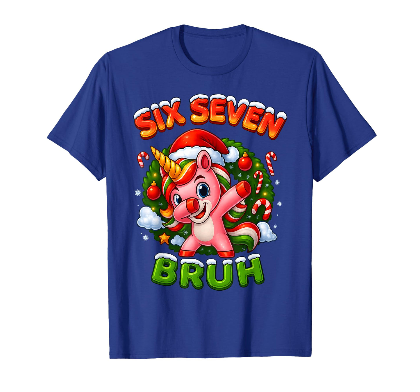 67 Unicorn Christmas Dabbing for Girls Kids 6 7 Meme Bruh T-Shirt