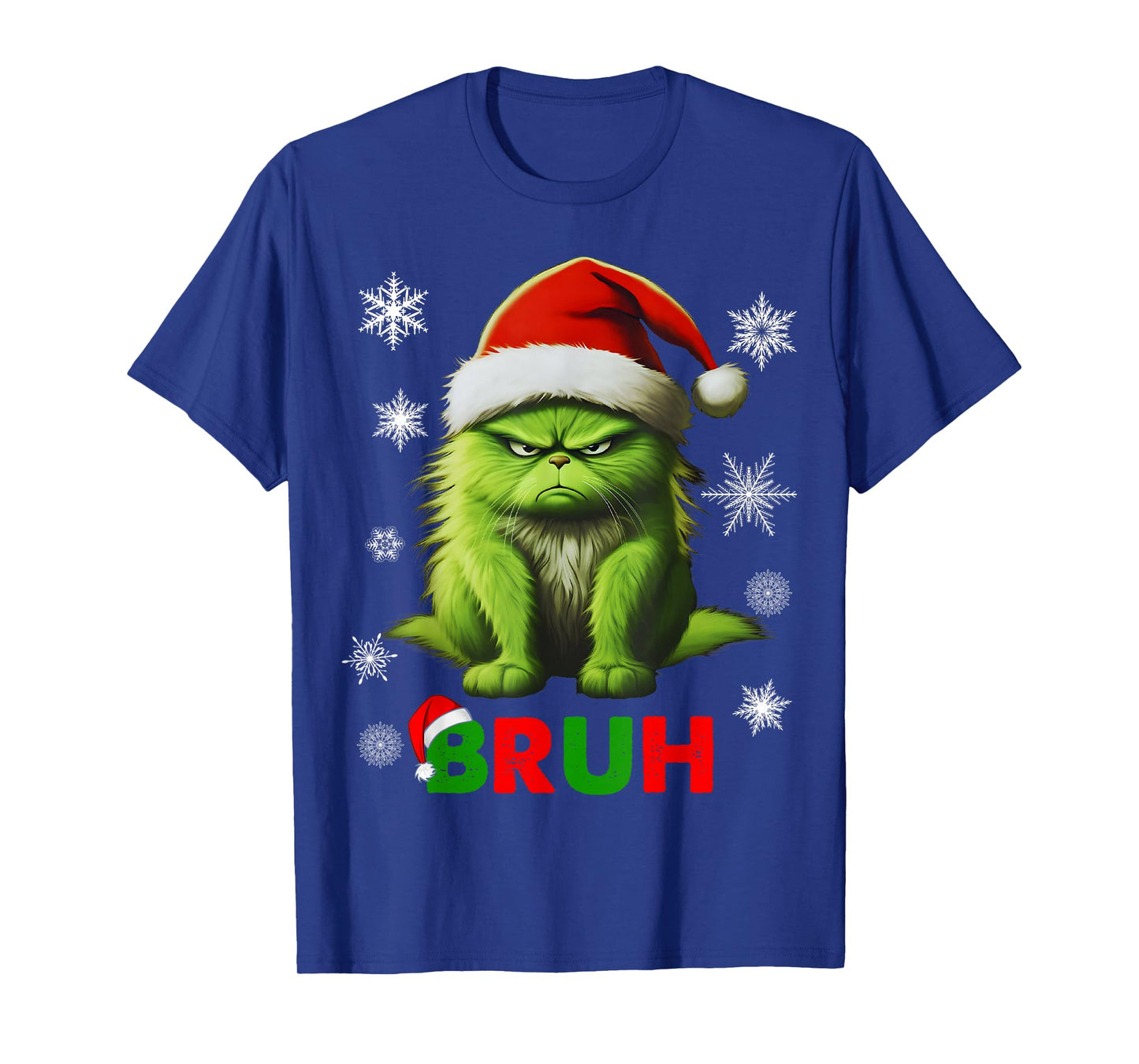 Funny Christmas Cat Bruh Y2K Xmas Meowy Cat Lovers Santa Hat T-Shirt