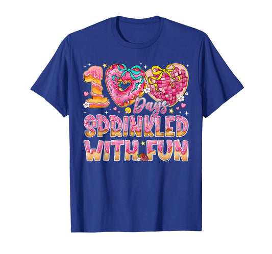 100 Days Sprinkled with Fun Heart Donut Girl Kid Teacher T-Shirt