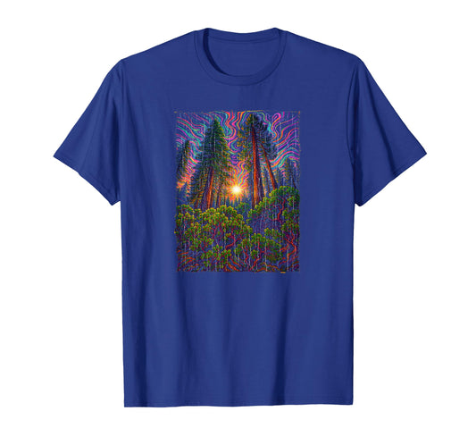 Psychedelic Forest Light and Nature Energy Design T-Shirt
