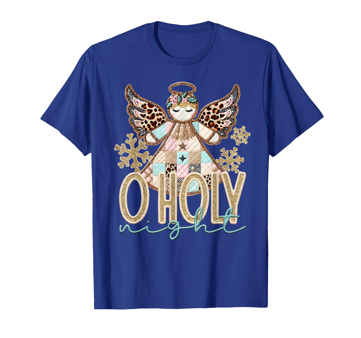 O Holy Night Patchwork Angel Christian Jesus Christmas Xmas T-Shirt
